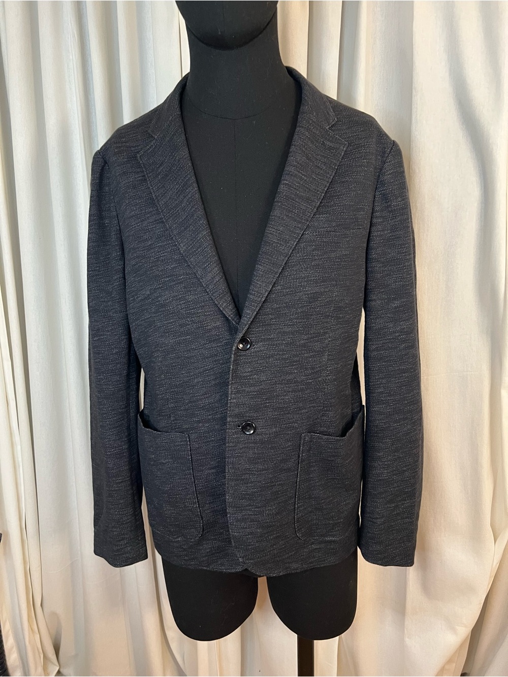 Men's Unlined Goodman Tweed Black Knit Blazer - Classic Two-Button